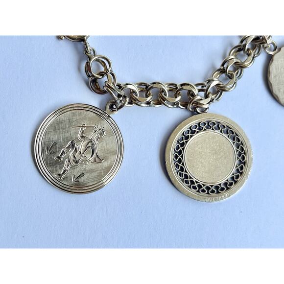 1960s Vintage 10K & 12K Gold Plated 8-Charm Bracelet Robert E Lee HS Dallas, TX - Picture 3 of 13